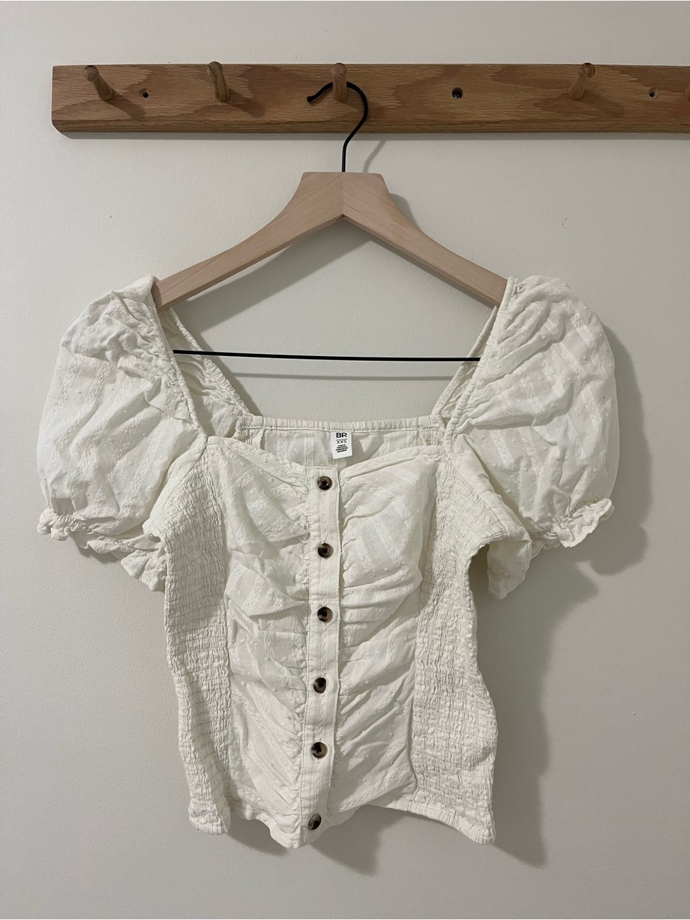 bp Cream Puff-Sleeve Button Front Top